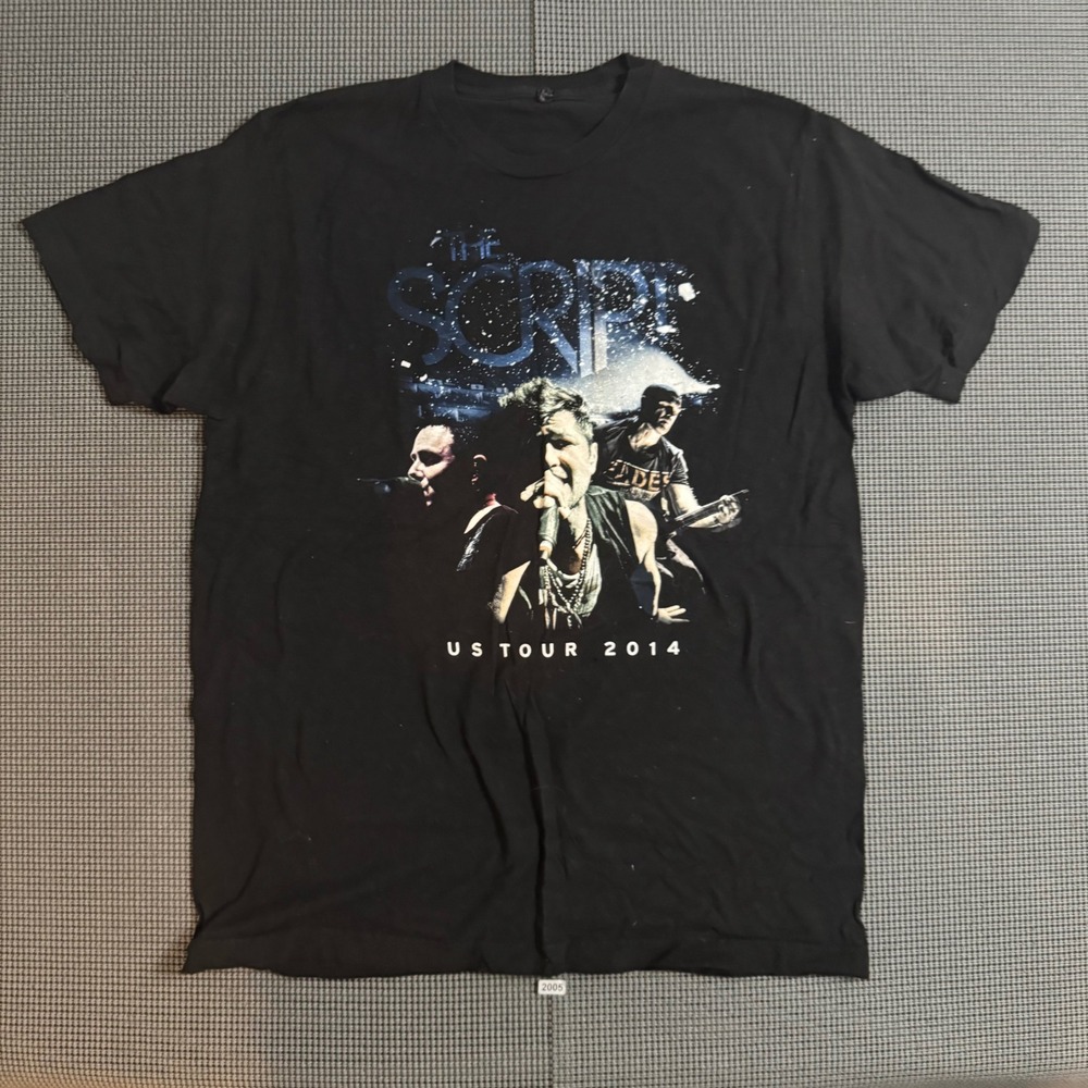 The Script US Tour 2014 Concert Graphic T-Shirt Black Mens Large Cotton Band Tee